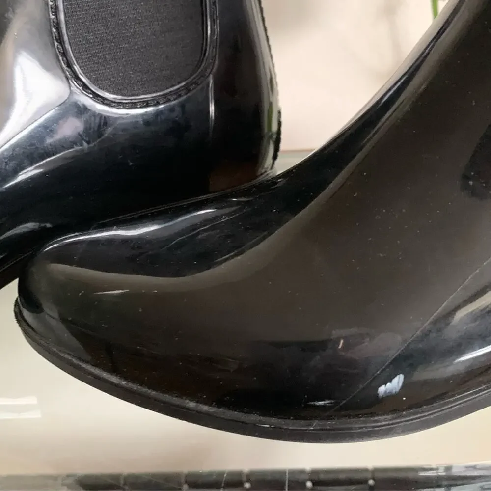 Marc Fisher Women's Black Rainy2 Chelsea Rain Boots Size 8 Minimal Classic